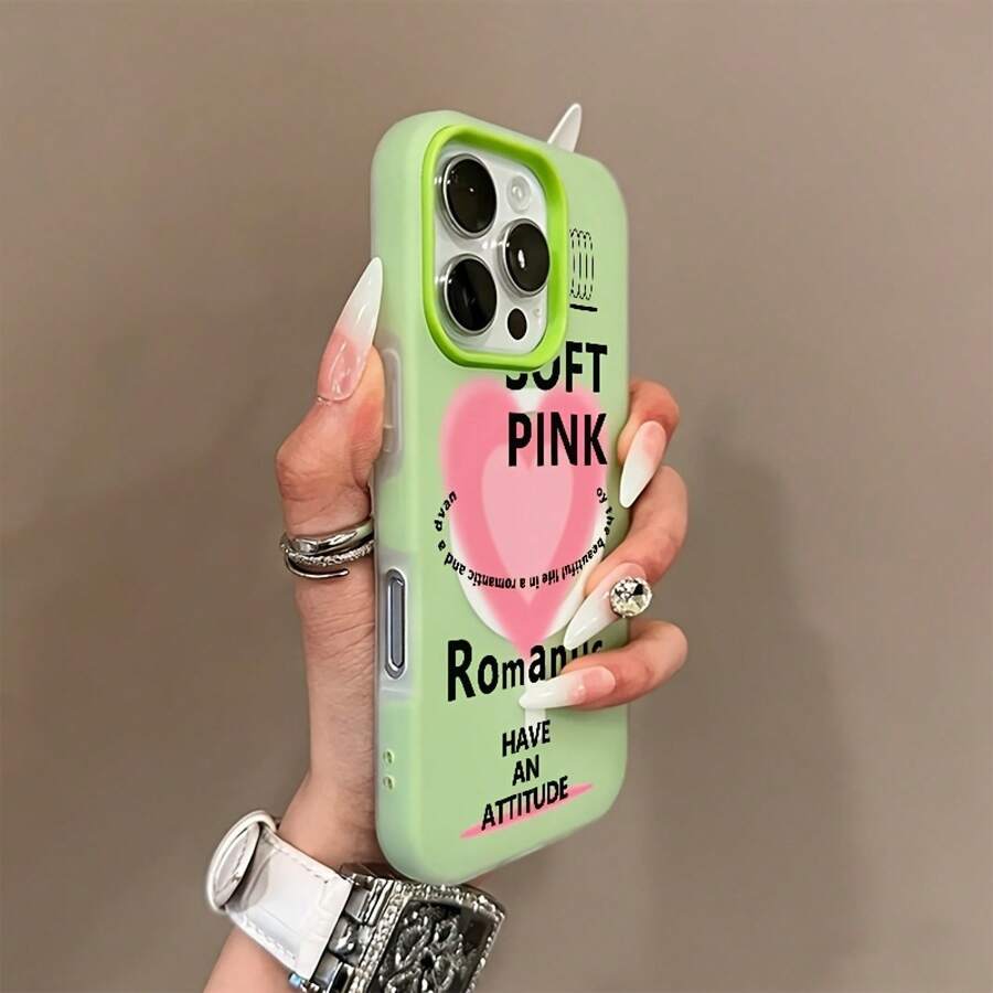Funda para teléfono - Diseño de corazón rosa con letras, novedad de verano, funda magnética de carga inalámbrica con tacto de gel premium, carcasa resistente a arañazos, unisex, regalo perfecto para familiares y amigos.Adecuado para varios modelos de : 17, 16, 15, 14, 13, 12, 11, Plus, Air, Pro Max. - Blanco - Ver 1