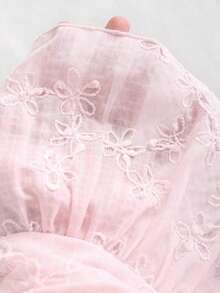 Blusa de mujer de manga corta con volantes, bordado floral romántico estilo francés, para primavera/verano - Rosa - Ver 4