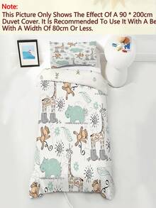 2/3pcs Set Perlengkapan Tidur Anak Motif Kartun Kebun Binatang Lucu, Set Selimut dan Sarung Bantal Jerapah, Monyet, dan Kuda Nil Warna Hijau Mint, Cocok untuk Tempat Tidur Ukuran Twin/Full/Queen, Set Perlengkapan Tidur Lembut - MultiWarna - View 5