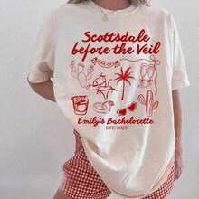 Camisetas Premium de 1 pieza personalizadas para despedida de soltera en Scottsdale, despedida de soltera en el desierto, Scottsdale Antes del Velo, fiesta nupcial personalizada, despedida de soltera de lujo, regalo personalizado para el Día de San Valentín/compromiso/boda/festividades/vida diaria, ecológico. - Blanco - Ver 1