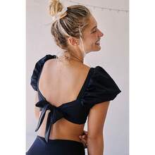 Women's Swimsuit, Bikini, Short Sleeve Swimsuit, Women's Swimsuit With Puff Sleeves, Sporty Style. - 白色 - 查看 5