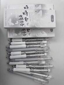 4支/套 [Mura Muraku] 蜜桃粉色心形中性笔，0.5mm黑色墨水，可爱甜美，情人节，学生及办公用品 - 慕樂-唯美蝴蝶 - 查看 16