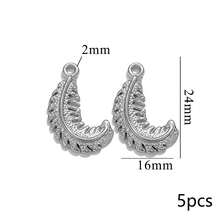 5 mặt dây chuyền hỗn hợp bằng thép không gỉ 304 mạ vàng 18K, hình trái tim/hoa/lá, dùng để tự làm trang sức. - mặt dây chuyền - Xem 31