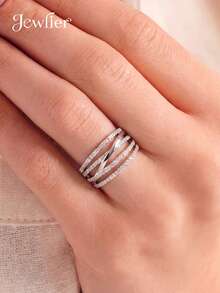 1 chiếc nhẫn quấn kiểu cổ điển tối giản, bạc sterling 925, món quà trang sức thanh lịch dành cho phụ nữ nhân dịp Ngày Valentine. - Bạc - Xem 3