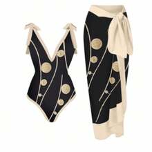 Traje de baño de una pieza para mujer, bikini sexy con falda larga de cordones, conjunto de tres piezas. - Collar de la serie Cielo Estrellado - Ver 11