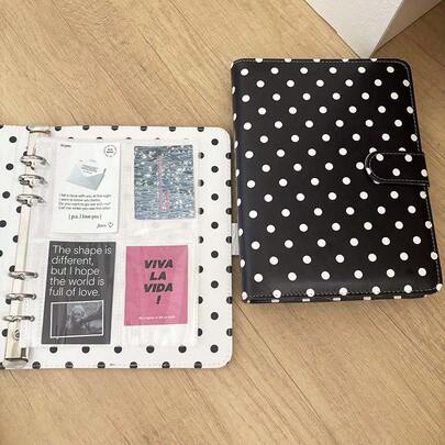 A5 Size Polka Dot PU Leather Idol Photo Card Collection Album, Idol Photo Card Organizer, Idol Photo Storage Album