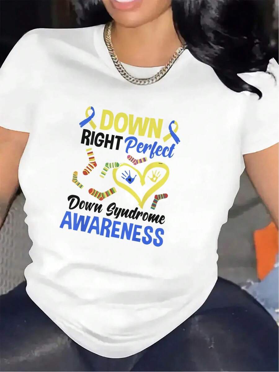 Retro Vintage Polyester Short Sleeve T-Shirt For Awareness Of , Perfect For Wearing At Home Or In The Office, Durable And Comfortable Fabric, Ideal Gift For Supporters And Advocates, Lightweight And Breathable Design. - 白色 - 查看 1