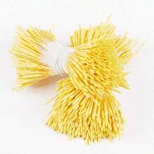 380 piezas Estambres de flores de perla de doble cabeza & cabeza única, estambres florales artificiales amarillos para decoración de pasteles, DIY hecho a mano - Multicolor - Ver 3
