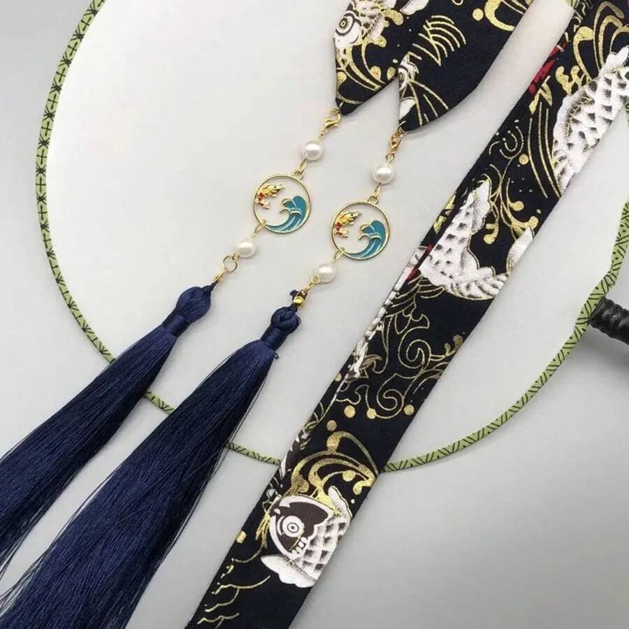 Tocado de lazo de adorno para el cabello, cinta de accesorios Hanfu originales, banda para el cabello antigua, banda para el cabello de súper Hada, banda para el cabello hanfu, regalo de vacaciones C0DK - H - Ver 1