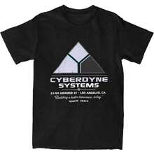Camiseta de mujer con el logo de Cyberdyne Systems, inspirada en los eslóganes de Terminator, 100% algodón, estilo retrofuturista, ropa urbana informal. - Negro - Ver 2