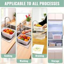 3pcs Large Fruit Storage Containers Suitable For Refrigerator, With Removable Strainer, Airtight Food Storage Containers With 5 Lids, 4-In-1 Container Keeps Berries, Fruits, Vegetables, Meat Fresher Longer - S+M+L - View 11