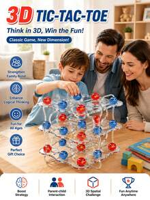 3D Tic Tac Toe Game For Kids, Indoor Entertainment, Creative Intellectual Stress Relief, Advanced Logic Reasoning And Strategy Training, Family Leisure Interest Cultivation, Parent-Child Interaction Toy, Suitable For 3-12 Years Old Boys And Girls, Birthday And Holiday Gift - Multicolor - View 4