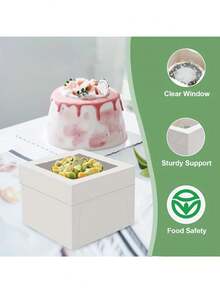 2/5 Packs Cake Boxes, 10x10x8 Inches Tall Cake Box With Cake Boards, White Bakery Boxes With Large Window, Disposable Cakes Transport Containers With Lids, For Cookies, Pies, Wedding, Birthday - View 5