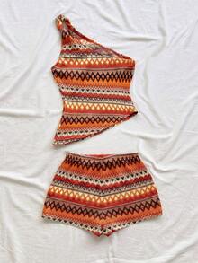 conjunto de verano para mujer, conjunto de vacaciones, conjunto de 2 piezas para uso diario, conjunto de vacaciones en la isla, bohemio, boho, floral romántico, vacaciones, floral - Multicolor 4 - Ver 2