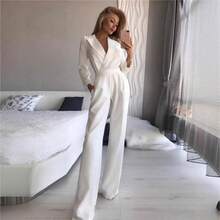 Pantalón mono estilo chino nuevo, colección primavera-verano, cuello oblicuo, cintura media, elegante y apto para uso diario y trabajo - blanquecino - Ver 6
