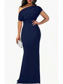 2026 Spring/Summer Women's Elegant Sleeveless Off-Shoulder Tight-Fitting Long Formal Party Dress Dresses For Women Summer Dresses For Women Vacation Outfits Women - màu xanh hải quân - Xem 12