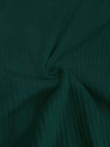 Elegante camiseta de punto de cuello redondo, top de punto minimalista de moda, otoño/invierno - Verde - Ver 4