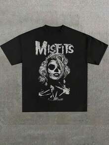 1 Piece Of New Pierce Veil T-Shirt, Aesthetic, Casual Print, Comfortable And Versatile, With Letter Pattern, Pure Cotton Printed T-Shirt, 180g, 100% Cotton. - Black 6 - 查看 11