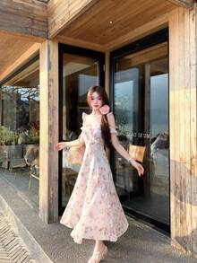 Women Long Dresses - Pink - View 9