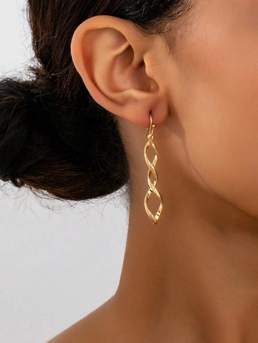 1 Paar minimalistische Spiral-Metall-Ohrringe im Y2K-Stil für Damen, modisches Accessoire für Urlaub, Geburtstag, Date, Abschlussball, Party, Ferien, Shopping und tägliches Pendeln - Spiral - Übersicht 1