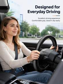 1PC Simulated Leather Steering Wheel Cover Is Soft, Non-Slip, And Universally Compatible With Car Interior Accessories. Stylish And Durable, It Fits Steering Wheels From 36-38cm, - A - View 2