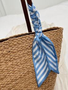 1pc High-Quality Woven Texture Straw Bucket Tote Bag, Suitable For Daily Use, Dates, Shopping, Fashionable Vacation Style - Khaki - View 10