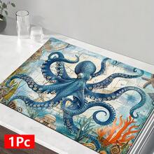 1pc Octopus Pattern Printed Absorbent Dish Drying Mat, Espresso Machine Countertop Absorbent Mat, Sink Drain Mat, Soft Faucet Absorbent Mat, Sink Cup Mat, Home & Kitchen, Bathroom Accessories - Multicolor - View 13