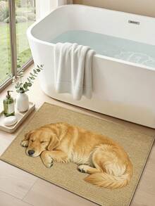 DAJIANG 1pc Cartoon Cute Dog Pattern Washable Non-Slip Doormat, Suitable For Bathroom, Kitchen, Corridor, Bedroom, Living Room, Outdoor, Indoor, Durable, Decorative For Winter, Valentine's Day - Golden Retriever Sleeping Soundly - View 6