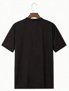 Camiseta de manga corta para hombre, cuello redondo, casual, 1 pieza, 100% algodón, 220g, estampada digitalmente por ambos lados con el logotipo de los Marines y un motivo de Estados Unidos. - Negro - Ver 2