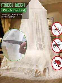 1pc White Household 4-Door Mosquito Net, Summer Anti-Mosquito Netting, Bedding For Double Bed - Ordinary Dome White - View 3
