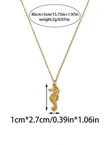 Mazuer 1 chiếc dây chuyền mặt hình vỏ sò và cá voi kiểu Pháp bằng thép không gỉ, mạ vàng 18K, phụ kiện trang sức nữ đeo hàng ngày. - Vàng - Xem 11