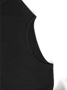 Plus Size Casual Crew Neck T-Shirt With Geometric Awareness Print, Polyester Knit Fabric, Slight Stretch, Short Sleeve, Regular Length, Oversized Pullovers For Spring/Summer - Black - View 5