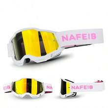 Riding Equipment, Off-Road Riding Goggles, Motorcycle Goggles, Off-Road Motorcycle Goggles, Skiing Goggles, Riding Goggles, Adult Men's And Women's Outdoor Windproof Climbing Goggles, Skiing Equipment, Snowmobile Goggles, 1 Pair - C10 Gọng đen/Gương giả đỏ - Xem 12