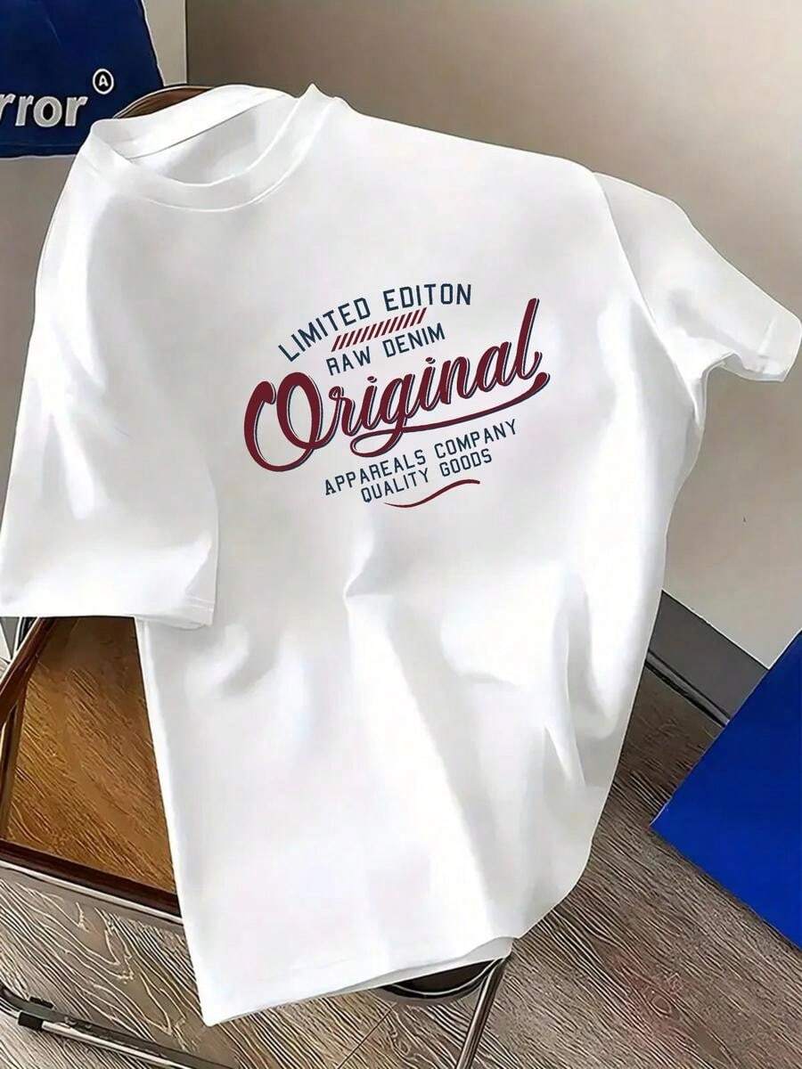 Camiseta para hombre de talla grande 100 % algodón, edición limitada, estilo original de mezclilla cruda, cuello redondo, manga corta, producida por Quality Apparel Company, camiseta cómoda y casual d - Blanco - Ver 1