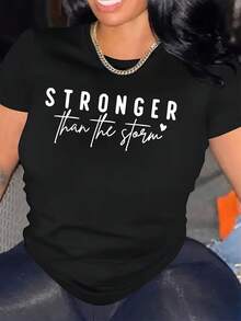 Camiseta de Mujer con Estampado "Simple Design Above the Storm" - Camiseta casual de manga corta y cuello redondo, con patrón geométrico en blanco y negro, la mejor opción para primavera y verano. Elegante y práctica para el verano. - Negro - Ver 7