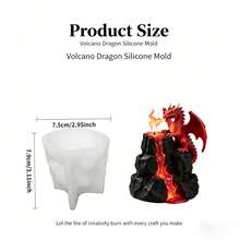 Volcano Dragon Silicone Mold, 3D Fire Dragon Lava Mountain Mold For Candle Making, Resin Casting & Plaster Crafts, Summer Holiday Gothic Decor, Non-Stick Reusable DIY Craft Mold For Halloween & Fantasy Home Decor - White HZ-wJ0077 - View 4