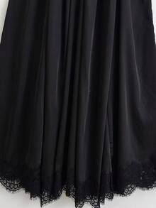 Summer Solid Color Lace Trim Cami Dress - Black - View 5