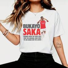 Bukayoo Sakaa Football Chant Retro Graphic T-Shirt, Casual Cotton T-Shirt For Fans - White - View 6
