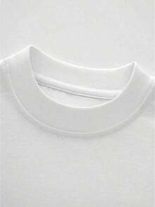 1 Piece Men's 100% Cotton Heavyweight T-Shirt - Loose Fit, White, Short Sleeve, Round Neck, Summer Casual Style, With Black And White Logo Print On Back, Breathable And Wrinkle Resistant, Machine Washable, Suitable For Daily Wear (White) 180g 100% Cotton. - 預設圖 1 - 查看 5