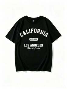 Women's Three-Piece Set Of Short-Sleeve Crew Neck T-Shirts, 100% Cotton, Thick Black And White T-Shirts, Popular Pattern And Letter Print, Unisex, Short Sleeve, Novelty For Spring/Summer And Autumn, Breathable And Comfortable, Simple And Versatile, Urban Style, Custom Slogan, Matching Sets For Couples, Base Layer, Suitable For Wearing On Labor Day And Mother's Day - 黑色 - 查看 2