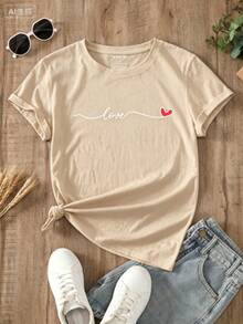 Camisetas estampadas de cuello redondo para verano (los pantalones son solo sugerencias de estilo) son holgadas y no realzan la figura, y el tejido es delgado y no abulta. Confeccionado con telas suaves, transpirables y amigables con la piel, ofrece comodidad en la parte superior del cuerpo y evita la sensación de sudoración, con un diseño de estampado clásico y sencillo, adecuado para el uso diario, ir de compras y para el tiempo libre, con los mismos modelos básicos y versátiles para hombres y mujeres, muy adecuado para ocasiones como el Día del Trabajo y el Día de la Independencia de México, y fácil de usar durante todo el año. - Beis - Ver 1