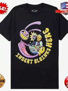 Jax & Gloinks Oversized T-Shirt By A-MazingD-IgitalCircus - Harajuku Designer Casual T-Shirt With Jax & Gloinks Print, Crew Neck, Regular Fit, Machine Washable, Suitable For Year-Round Wear, Theme Events, And Everyday Outfits - 黑色 - 查看 6