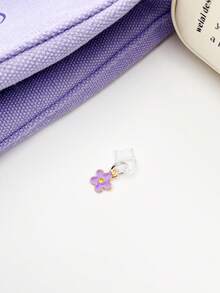 Purple Floral Dust Plug, Charging Port Stopper, Data Port Blocker For Lightning/Type-C/Android Phones, Wireless Earphones Dust Proof Plug - Multicolor - View 23