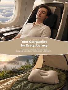 URBANWAVE Inflatable Travel Pillow, Quick Inflation Neck Support Pillow, Portable Compact Inflatable Pillow Suitable For Airplane Car Camping, Home U-Shaped Back Support Pillow For Nap And Rest - Multicolor - View 2