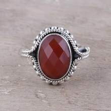 优雅的承诺戒指，镶嵌闪亮圆形合成立方氧化锆——订婚、结婚或情人节礼物的完美之选 | 迷人的派对配饰 - 紅色 - 查看 1