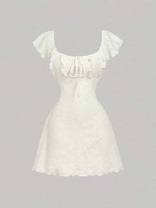 Vestido mini minimalista de unicolor para mujer - Albaricoque - Ver 3