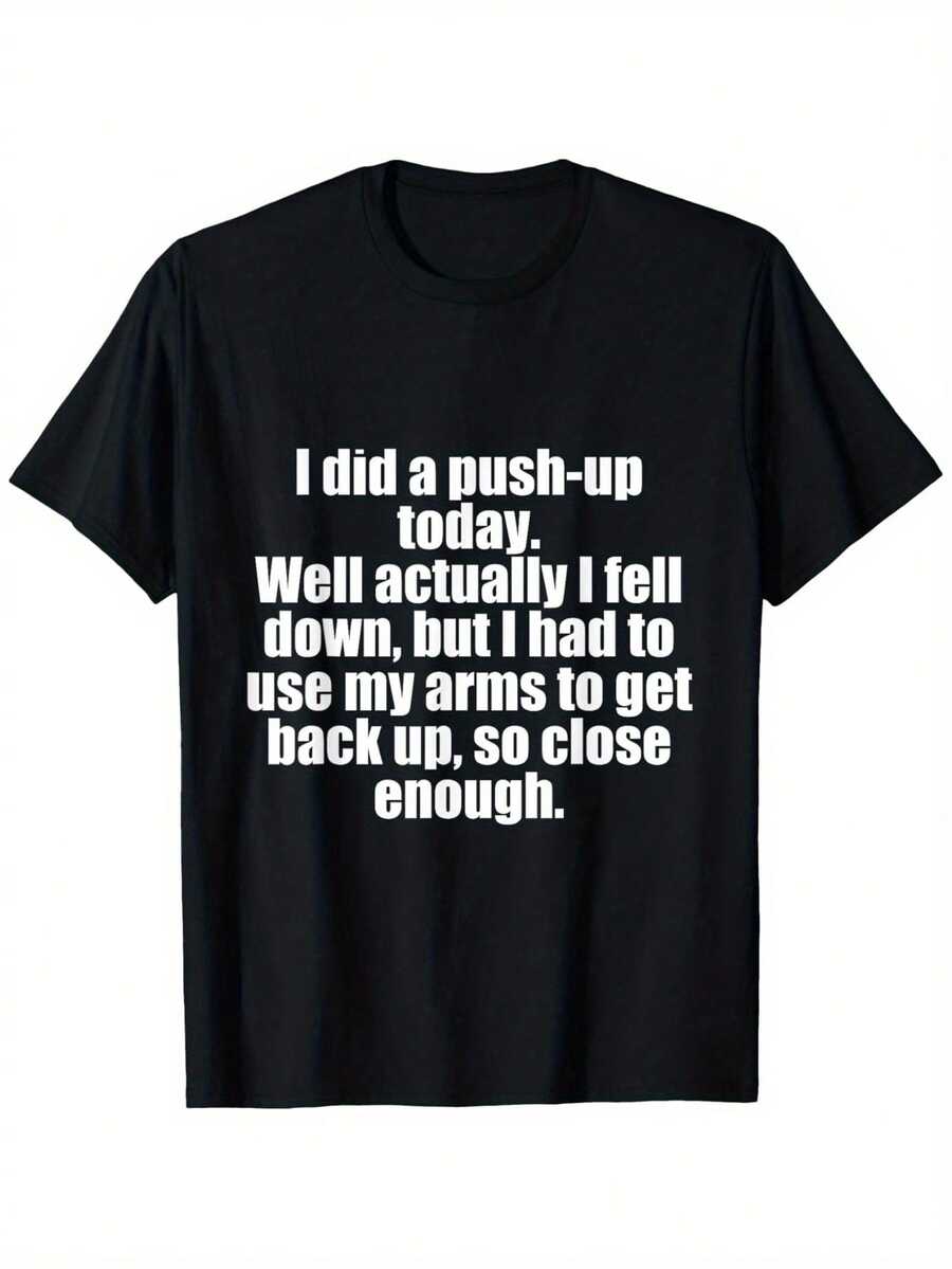 Hoy completé una flexión, ¡broma! Camiseta de entrenamiento divertidísima - Negro - Ver 1