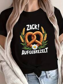 Camiseta de Mujer Pretzel Zack Diseño Refrescante Ajuste Cómodo - Negro - Ver 1