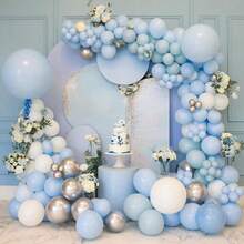 36pcs/Set Pink & Light Blue Macaron Latex Balloons, 10 Inch, Wedding Party Decor, Birthday Background, Store Opening Decoration - Set - View 4