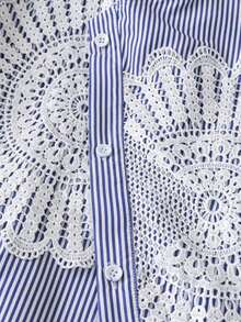 Camisa a rayas casual y versátil para uso diario de mujer - Celeste - Ver 5